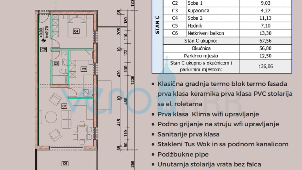 Insel Krk, Omišalj, Wohnung im ersten Stock mit Meerblick, 170 m vom Meer entfernt, zu verkaufen